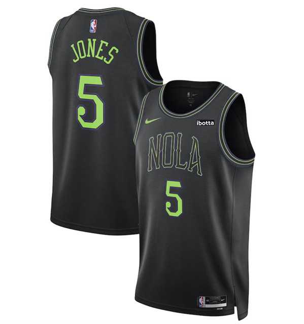 Mens New Orleans Pelicans #5 Herbert Jones Black 2023-24 City Edition Stitched Basketball Jersey Dzhi